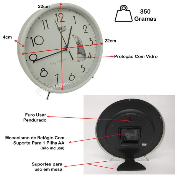 Imagem de Relógio Analógico 2 Em 1 Mesa E  Parede Redondo Zb3008