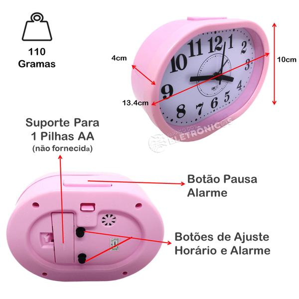 Imagem de Relógio Analógico Despertador Oval Volume Alto ZB2011