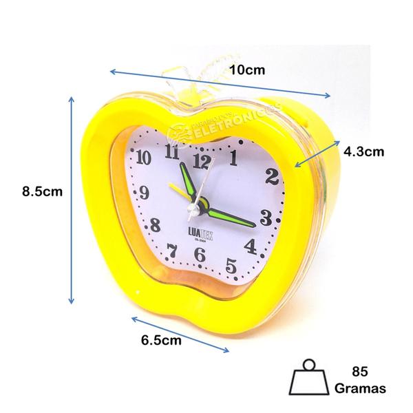 Imagem de Relógio Analógico Hora E Despertador Formato Maçã Para Mesa ZB2009