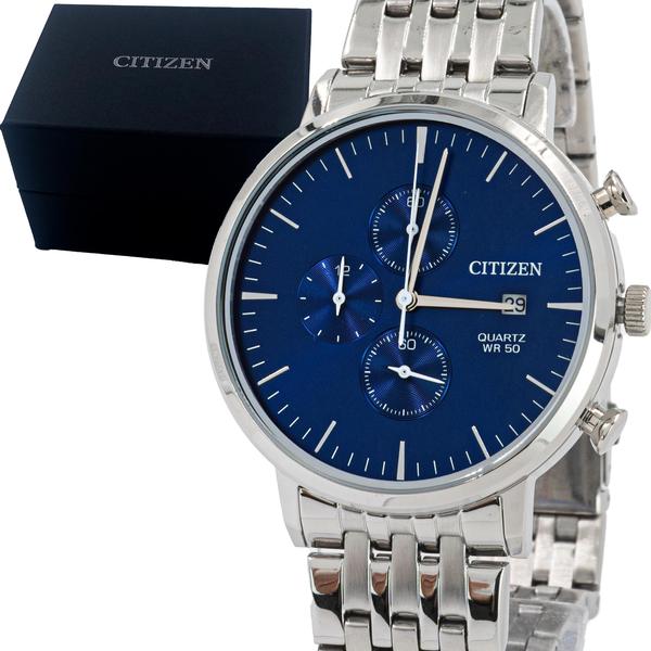 Imagem de Relógio Analógico Masculino Citizen Prata Mostrador Azul Original Prova D'água Garantia 2 anos TZ20751F