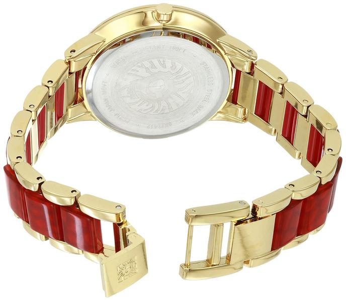 Imagem de Relógio Anne Klein, pulseira feminina de resina, mostrador vermelho, resistente à água