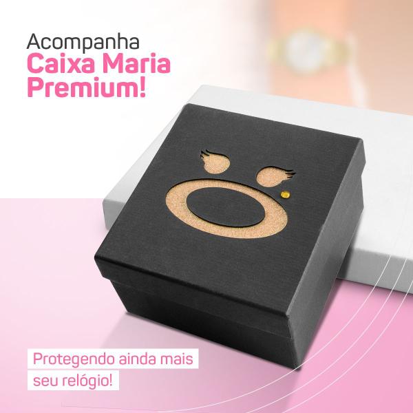 Imagem de Relogio Banhado Aço Feminino + Caixa + Colar Coração Brinco presente original qualidade premium