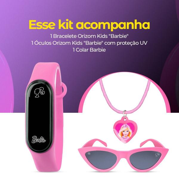 Imagem de Relogio barbie digital infantil + oculos proteção uv + colar prova dagua presente criança rosa