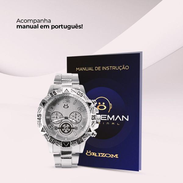 Imagem de Relogio caixa prata personalizado aço inox masculino social analogico presente original casual