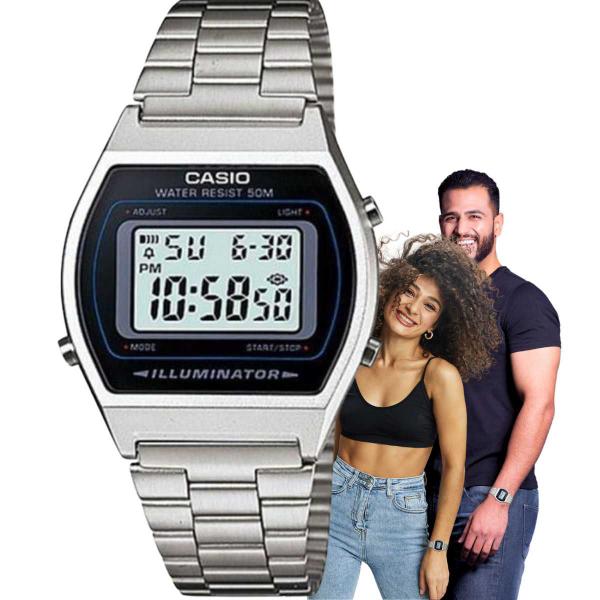 Imagem de Relógio Casio Masculino Feminino Unissex Digital Resistente Água Cronômetro Calendário Alarme Casual Prata B640WD-1AVDF