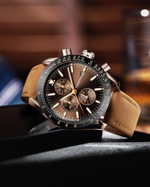 Imagem de Relógio Casotime Chronograph Leather Band 30m à prova d'água