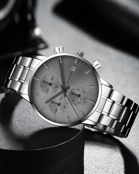 Imagem de Relógio Casotime Stainless Steel Band Chronograph 30m à prova d'água