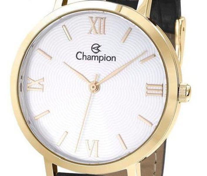 Imagem de Relógio Champion Feminino Dourado Clássico Pulseira de Couro Com Conjunto de Colar e Brinco CN24182W