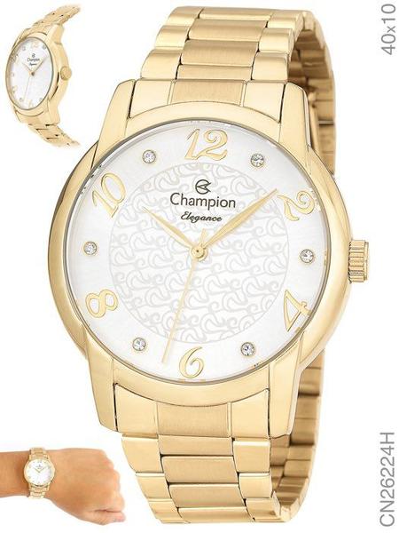 Imagem de Relógio Champion Feminino Dourado CN26224W Kit Colar Brinco