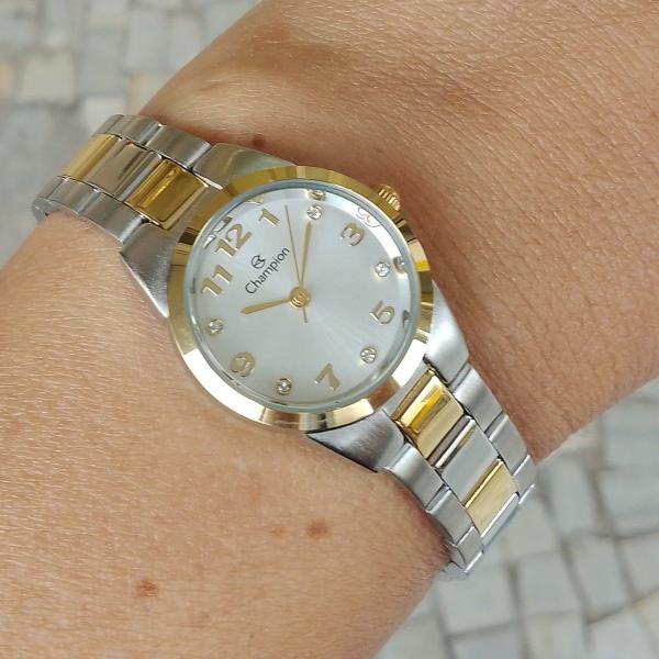 Imagem de Relogio Champion Feminino dourado e prata pequeno misto bicolor CH26846S