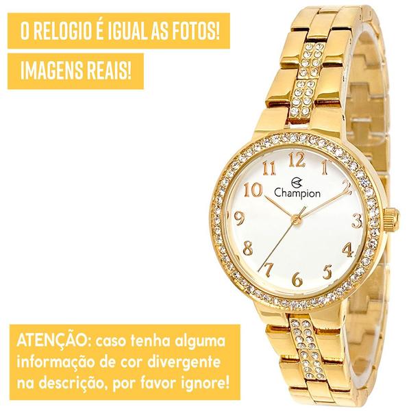 Imagem de Relógio Champion Feminino Original Prova Dágua Dourado Luxo