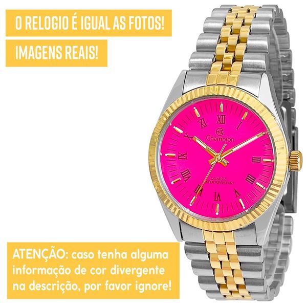 Imagem de Relógio Champion Feminino Prata e Dourado Original 1 ano de garantia com colar e brincos