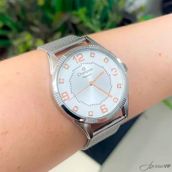 Imagem de Relogio Champion Feminino Prateado CN25814N Pulseira Mesh