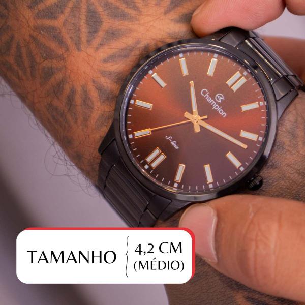 Imagem de Relógio Champion Masculino Analógico Slim Preto Marrom CN21096N