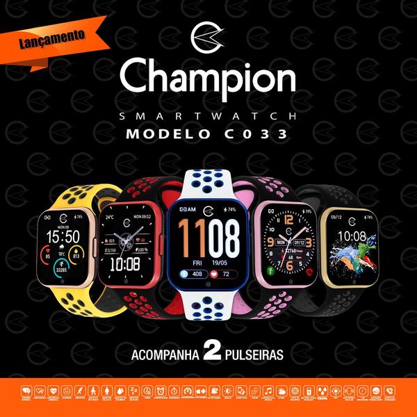 Imagem de Relógio Champion SmartWatch - CH50033U - 2 Pulseiras - Amarelo e outra Preto