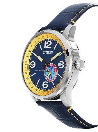 Imagem de Relógio Citizen Masculino Esquadrilha da Fumaça - Prata com Pulseira de Couro Azul - Automático