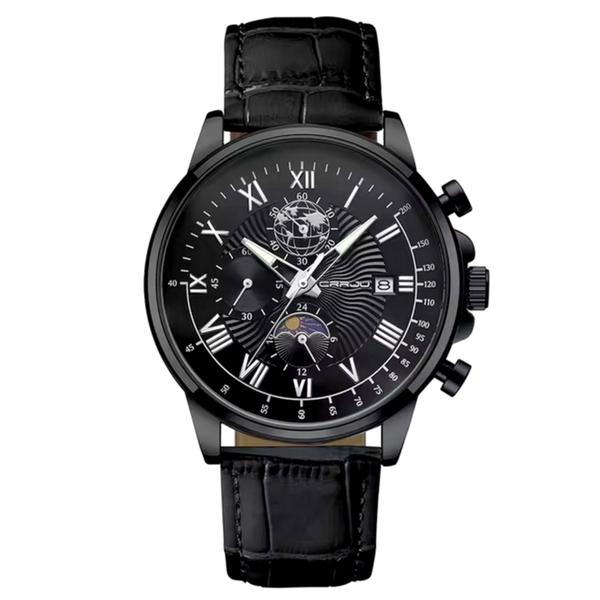 Relógio Clássico Masculino Sun Moon Quartzo Casual Impermeável 3atm - CRRJU Imagem de Relógio Clássico Masculino Sun Moon Quartzo Casual Impermeável 3atm