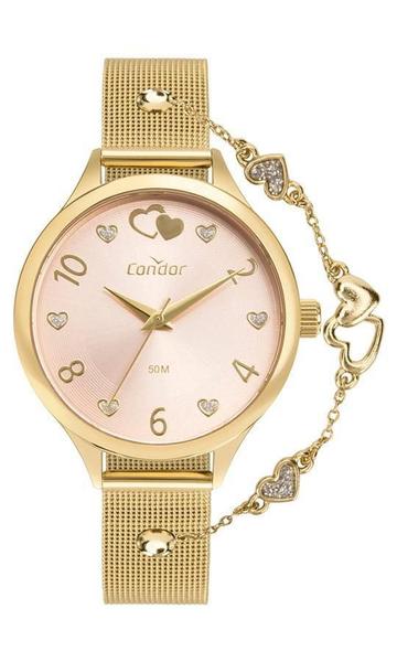 Imagem de Relógio Condor Feminino Dourado com Pulseira de Esteira