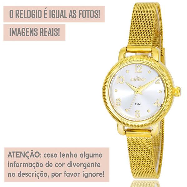 Imagem de Relógio Condor Feminino Dourado Luxo Prova Dágua Original