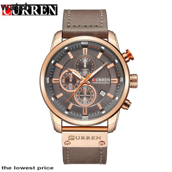 Relógio Curren 8291 Camurça/Bronze Cronógrafo Masculino + Caixa Estojo em Acrílico Imagem de Relógio Curren 8291 Camurça/Bronze Cronógrafo Masculino + Caixa Estojo em Acrílico