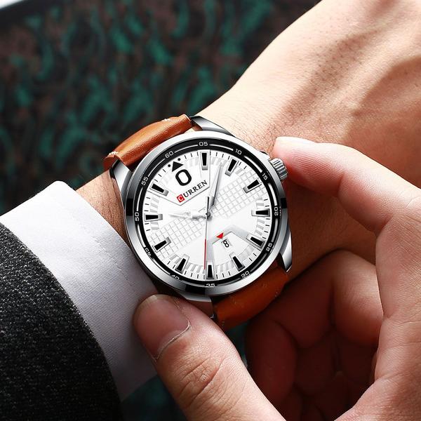 Imagem de Relógio Curren 8379, caixa impermeável luxuosa de quartzo branco de 47 mm