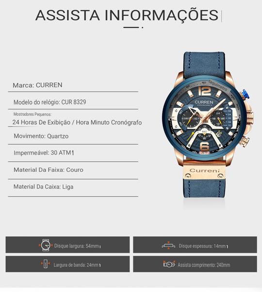 Imagem de Relógio Curren Masculino 8329 Pulseira de Couro