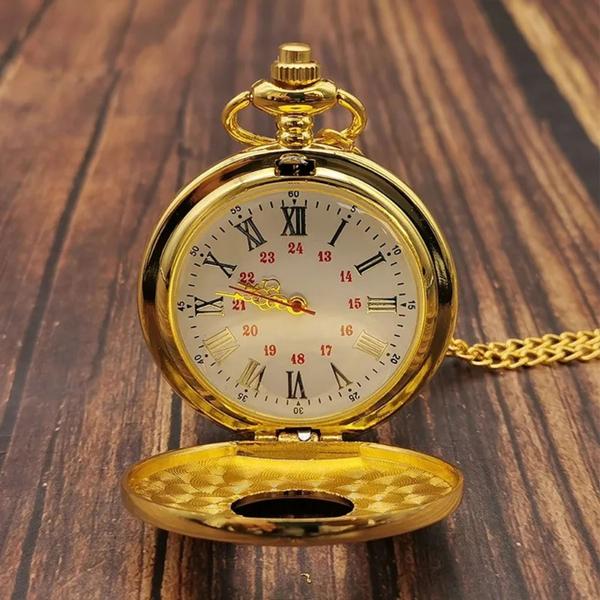 Imagem de Relógio De Bolso Luxo Quartz Vintage Corrente Estojo