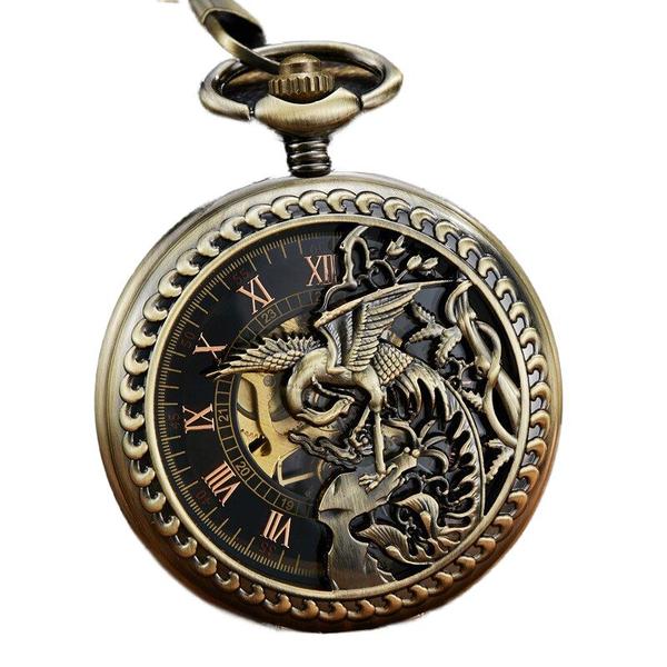 Imagem de Relógio de bolso Wokex Bronze Phoenix Skeleton gravado