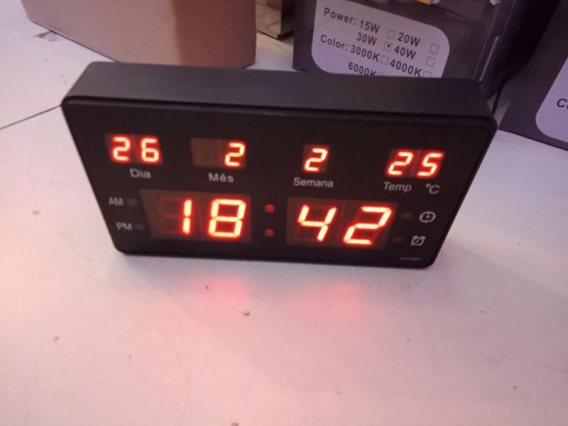 Imagem de Relógio de led digital mesa 20cm vermelho alarme calendário temperatura