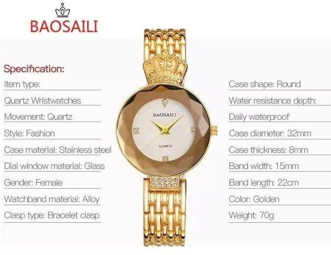 Imagem de Relógio De Luxo Fino Feminino Strass Baosaili Bsl1030