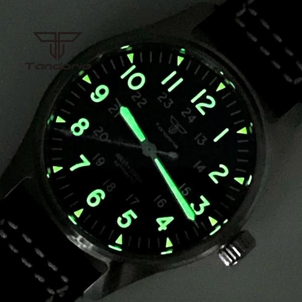 Imagem de Relógio de Mergulho Automático Masculino Tandorio 39mm - Mostrador Luminoso Verde - 20 Bar