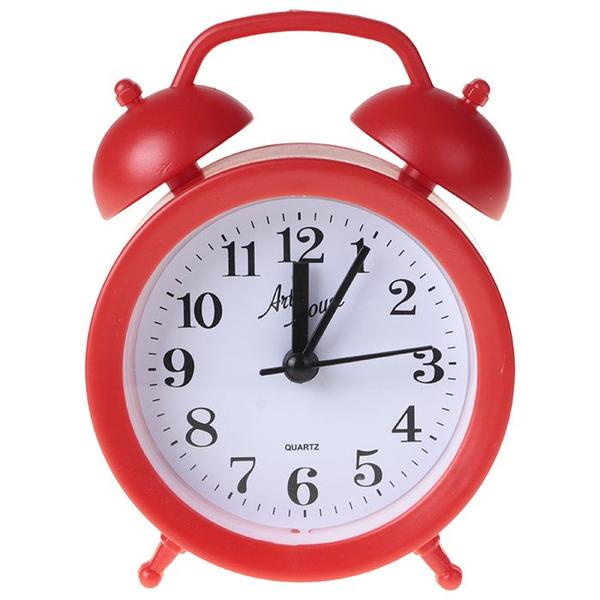 Imagem de Relógio de Mesa Despertador Modelo Analógico Retrô Vermelho
