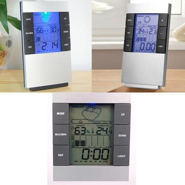 Imagem de Relógio de Mesa Digital Despertador Previsão Tempo e Temperatura CBRN01149