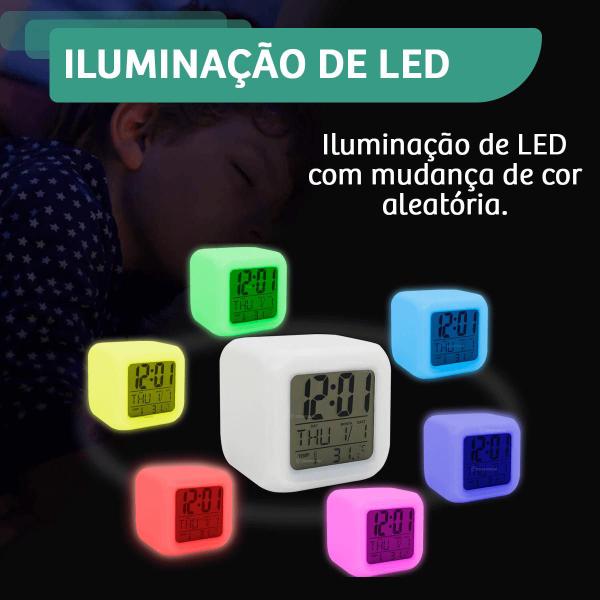 Imagem de Relógio De Mesa Digital Led Colorido Alarme Temperatura RGB