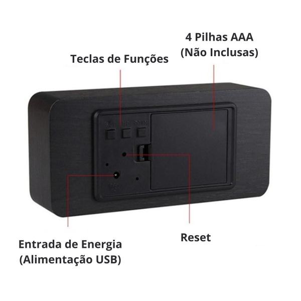 Imagem de Relógio de Mesa Digital LED Sensor de Voz e Palmas Temperatura Despertador