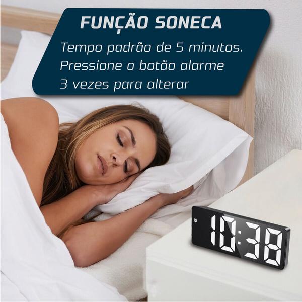 Imagem de Relógio De Mesa Digital Tamanho Compacto Com Despertador Alarme Temperatura Linha Premium