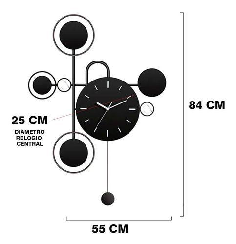 Imagem de Relógio De Parede 3d Contemporâneo Nórdico Metal 84x55