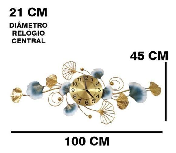 Imagem de Relógio De Parede 3D Design Europeu Metal Folhas 100Cm