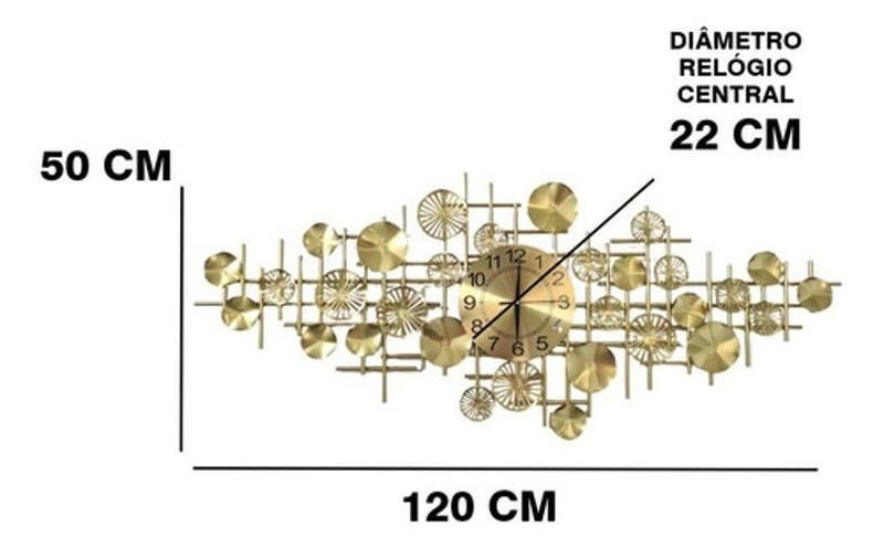Imagem de Relógio De Parede 3D Design Europeu Metal Folhas 120Cm