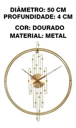 Imagem de Relógio De Parede 3d Dourado Metal Design Europeu 50cm