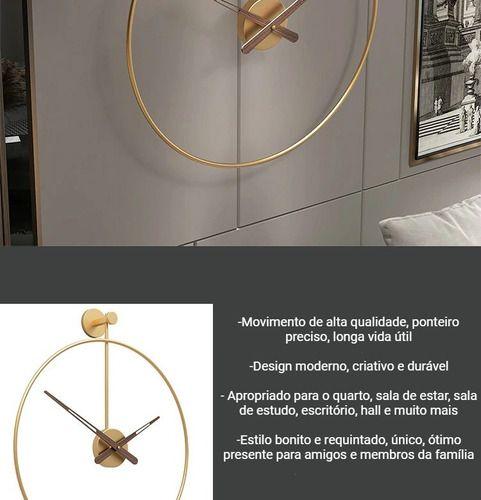 Imagem de Relógio De Parede 3d Dourado Metal Design Europeu 60cm