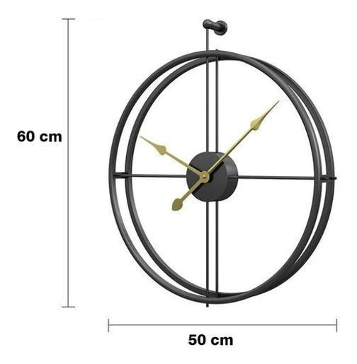 Imagem de Relógio De Parede 3D Preto Metal Design Europeu 50Cm