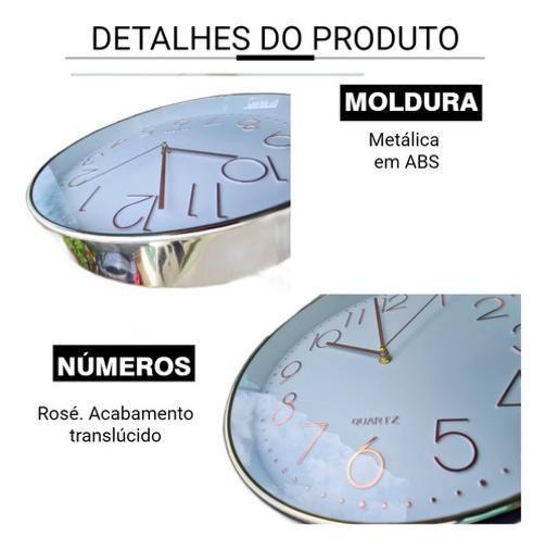 Imagem de Relógio De Parede Alça De Couro Preto Moldura Prata 30 Cm