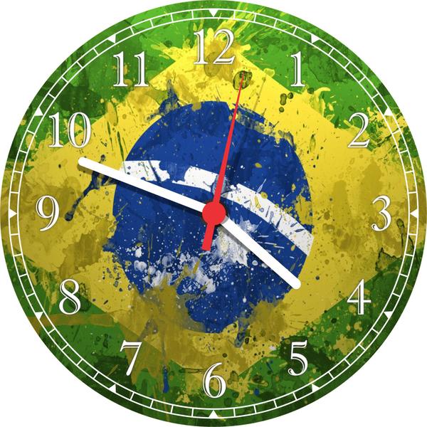 Imagem de Relógio De Parede Bandeira Do Brasil Salas Quartos Escritório Decoração 40 Cm RC007