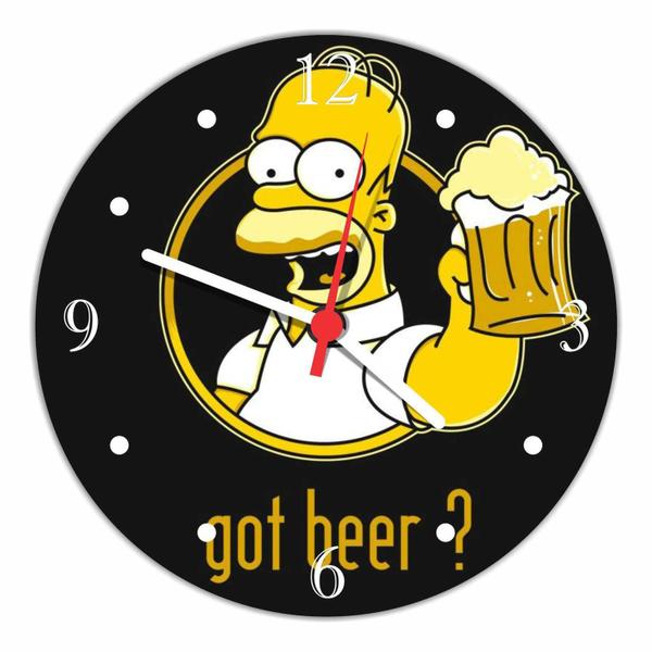 Imagem de Relógio De Parede Cerveja Bar  Homer Simpsons Churrasco Gourmet Decoração Quartz