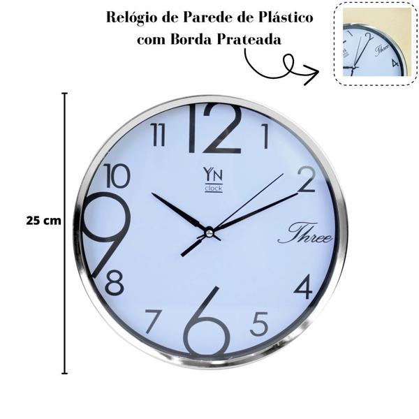 Imagem de Relógio de parede contínuo de plástico 25cm