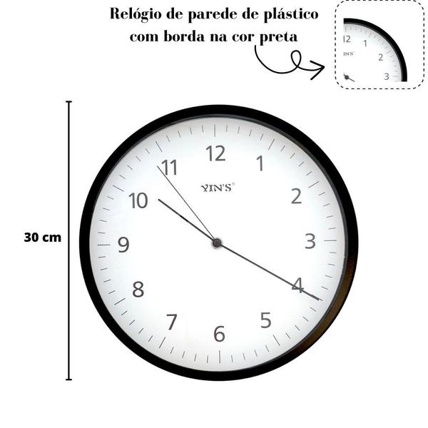 Imagem de Relógio de parede de plástico 30 cm