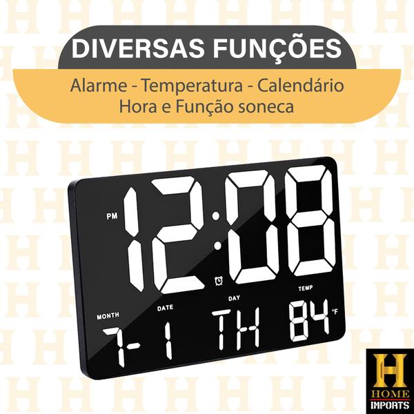 Imagem de Relógio De Parede Digital LED De Mesa Parede Com Controle Remoto Calendário Alarme Data Temperatura Linha Premium