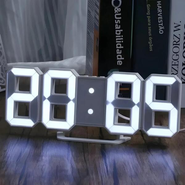 Imagem de Relógio de Parede Digital LED Moderno - Despertador com Design para Decoração de Quarto