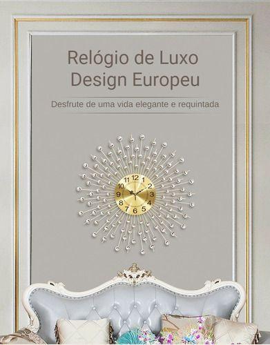 Imagem de Relógio De Parede Dourado Luxuoso Design Europeu Metal 70cm